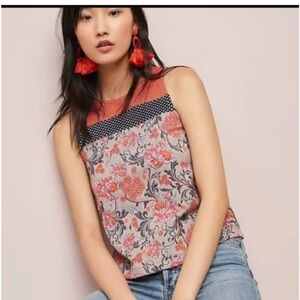 - Anthropologie Meadow Rue 
Jacquard Poppy Mixed Media Top
